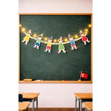 Gültekin 23 Nisan Dekoratif Süsü 23 Nisan Süsleri Elele Tutuşan Çocuklar Renkli 3 Metre LED