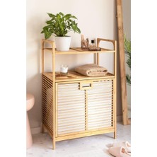 Gültekin Digithome Bambu Xl Kirli Sepetli 2 Raflı Çok Amaçlı Banyo Düzenleyici Çamaşır Sepeti Organizer DB-0004