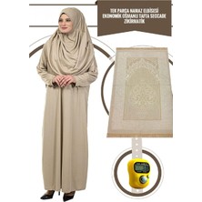 Gültekin Ihvan Online Tek Parça Namaz Elbisesi - Vizon- 5015 ve Seccade ve Zikirmatik - Üçlü Takım Vizon Standart