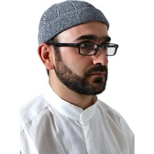 Gültekin Gri Katlamalı Çift Renk Kışlık Kadife Takke
