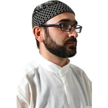 Gültekin Kışlık Karyağdı Desenli Orlon Takke Siyah-Bej