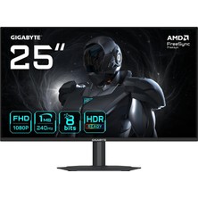 Gültekin Gıgabyte G25F2A 25" Ss IPS Gaming Monitor, Full Hd (1920X1080), 240Hz, 1ms Gtg, Mat Ekran, HDMI & Displayport, Hdr Ready, 95% Srgb, Amd Freesync Premium, Dahili Hoparlör