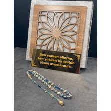 Linea Craft Lineacraft Bürokrat Boy Badem Kesim Çok Renkli Sıkma Kehribar Tesbih (Mavi, 6x9 Mm)