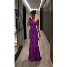 Defy Moda Kadın Modern Stil Tek Omuz Kemerli Maxi Abiye Elbise