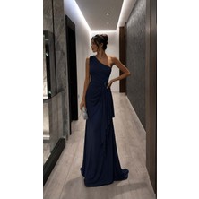 Defy Moda Kadın Modern Stil Tek Omuz Kemerli Maxi Abiye Elbise