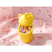 Svoria Store 3D Baskı Fiyonklu Sevimli Kedi Figürlü Kalemlik - Masaüstü Organizer - Sarı