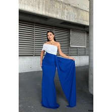 Defy Moda Kadın Esnek Krep Kumaş Tek Omuz Abiye Elbise