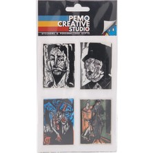 Pemo Creative Studio Vintage Poster Uv Dtf Sticker Seti 4 Parça Yüksek Kıyı - Kabartmalı 3d, Suya Dayanıklı - Laptop Termos Defter