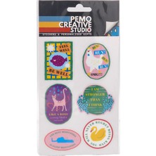 Pemo Creative Studio Motivasyon Uv Dtf Sticker Seti 6 Parça Yüksek Sesle - Kabartmalı 3d, Suya Dayanıklı - Laptop Termos Defter