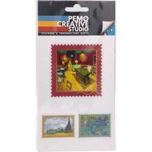 Pemo Creative Studio Vintage Poster Uv Dtf Sticker Seti 3 Parça Müze Pulu - Kabartmalı 3d, Suya Dayanıklı - Laptop Termos Defter