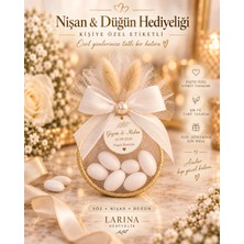 Larina Hediyelik Kişiye Özel Halka Nikah Şekeri Badem Şekerli Etiketli Nişan Düğün Söz Hediyeliği