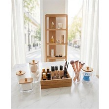 Limeks Home Makeup Organizer 5'li Set;bambu Ahşap ve Şeffaf Mikanin Şık Uyumu Evinize Konfor Katar .