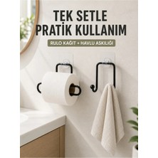 Mutfak ve Banyo Için Yapışkanlı Havlu Askılığı ve Rulo Kağıt Tutucu Set