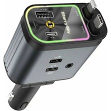 Kyops 4’ü 1 Arada Araç Çakmaklık Şarj Cihazı 66W Type-C Hızlı Şarj Çift USB Telefon Şarj Geri Çekilebilir Kablo ( Lisinya )