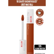 Maybelline New York Super Stay Matte Ink Likit Mat Ruj 135 Globe-Trotter Kahverengi 5.0 ml Mat Etki