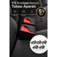 OZNIVA Emniyet Kemeri Koltuk Toka Aparatı 5'li Universal Araç Ikaz Sesi Önleyici Susturucu Klips Arka Koltuk