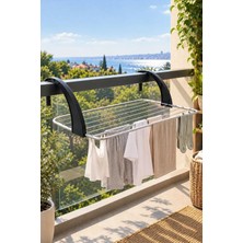 Bayev Eko Yeni Dirsekli Balkon Kurutmalık Siyah - Balkon Askısı Çamaşırlık