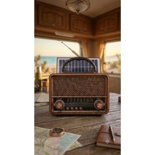 HMO Store Nostaljik Ahşap Tasarım Bluetooth Hoparlörlü Şarjlı Radyo - Fm / Am / Sw 3 Bant Akustik Ses