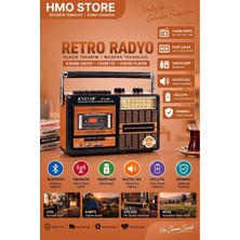 HMO Store Knstar Retro Nostaljik 4 Band Radyo, Bluetooth, Usb/sd Kart Girişli ve Kaset Çalar Müzik Kutusu