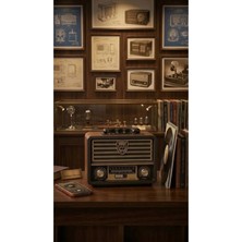 HMO Store Vintage Tasarım Ahşap Bluetooth Hoparlör ve Nostaljik Fm Radyo