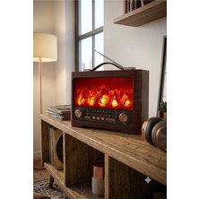 HMO Store Şömine Efektli Nostaljik Bluetooth Radyo - Şarjlı Fm/am/sw Radyo (FP-821)