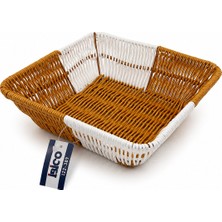 TeknoKapsül Kare Hasır K.rengi - Beyaz Ekmek Sepeti 24CM (5643)