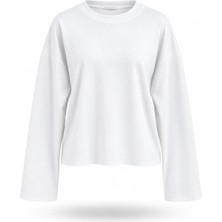 Purple By Banu Beyaz Basıc Sweatshirt
