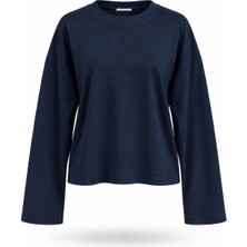 Purple By Banu Lacivert Basıc Sweatshirt