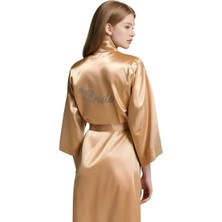 MTM My The Mall Giyim Gold Saten Bride Sabahlık Zarif Kadın Ev Giyim