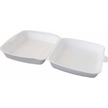 ŞEYLİŞEYLER Şeylişeyler - Tek Bölmeli Kapaklı Beyaz Köpük Servis Tabağı - 100'LÜ 1 Paket
