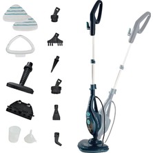Happy Trend 4164 Buharlı Mop 10'u 1 Arada Buharlı Temizleyici, Mikrop ve Bakterilerin%99,9'unu Öldürür, Aksesuar Seti, Sınırsız Özerklik, 1500 Watt, Mavi