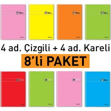 Happy Trend A4 Okul Defteri Spiralli 144 Sayfa Dayanıklı Pp Kapak 8'li Paket