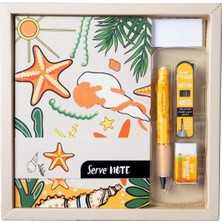 Happy Trend Defter Setı - Desenli Elma Hardal Sarısı Kutuda