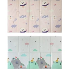Coolmats Katlanabilir Oyun Matı Pembe Ayı Masalı & Bulutlar Dağlar, Taşıma Çantalı, 200X130 cm