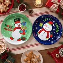 Sarkap Home 26 cm Snowman Mint & Lacivert 2'li Meyve Tabağı Seti