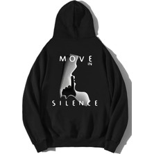 Brz Collection Unisex Oversize Move In Silence Hoodie Siyah