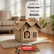 Xpermate Kedi Evi Kedi Yuvası Kapalı Kedi Kulübesi Bej Pet Villa