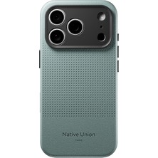 iPhone 18 Pro Kılıf M-Safe Uyumlu Deri Dokulu Native Union 2025 Active Serisi Kapak Yeşil