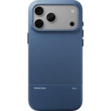iPhone 18 Pro Kılıf M-Safe Uyumlu Deri Dokulu Native Union Re Classic Serisi Kapak Lacivert