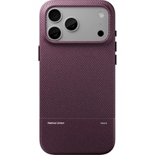 iPhone 18 Pro Kılıf M-Safe Uyumlu Deri Dokulu Native Union Re Classic Serisi Kapak Bordo