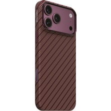 TeknoKapsül Keephone Apple iPhone 18 Pro Max Titan Aramid Fiber Magsafe Kapak - Bordo