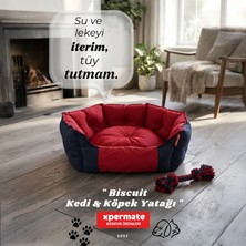 Xpermate Kedi Yatağı Köpek Yatağı Kedi ve Köpek Minderi Tüy Tutmayan Su İtici Kumaş Kırmızı Lacivert Biscuit
