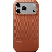 iPhone 18 Pro Kılıf M-Safe Uyumlu Deri Dokulu Native Union Re Classic Serisi Kapak Kahverengi