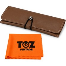 Toz Vintage Kahverengi Ipli Yumuşak Deri Görünümlü Gözlük Kılıfı Koruyucu Gözlük Kabı
