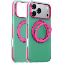 TeknoKapsül Torras Apple iPhone 18 Pro Max Ostand O3 Hue Standlı Magsafe Kapak - Yeşil-Pembe