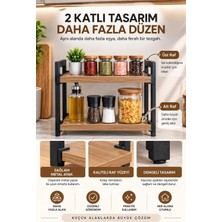 Bambeds Mobilya Metal Mutfak Tezgah Üstü Organizer 2 Raflı Banyo Mutfak Düzenleyici A.çam