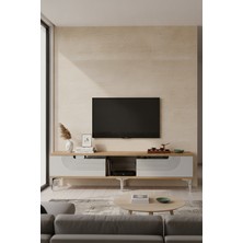 TSA1508DBS - Meyrazh TV150 Tv Stand, Tv Sehpası Safirmeşe - Beyaz - Sılver 150CM