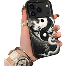 HONTINGA iPhone 18 Pro Max ile Uyumlu Kılıf Silikon Kenar Sert Arka Kamera Koruyucu Basitlik Anti Düşme Kamera Sevgili Çift Kılıf Ejderha Desen Couple Telefon Kılıfı K1-0737