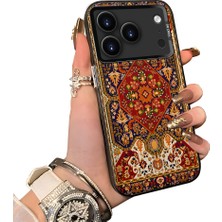 HONTINGA iPhone 18 Pro Max ile Uyumlu Kılıf Silikon Kenar Sert Arka Kamera Koruyucu Basitlik Anti Düşme Kamera Sevgili Çift Kılıf Pers Halısı Desen Couple Telefon Kılıfı K1-0514