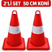 Serbugo Trafik Konisi 2 Adet Reflektifli Pvc (Silikonlu) Kırılmaz Plastik Duba Uyarı Dikmesi Dükkan Önü Otopark Bariyeri Otopark Duba 50 cm